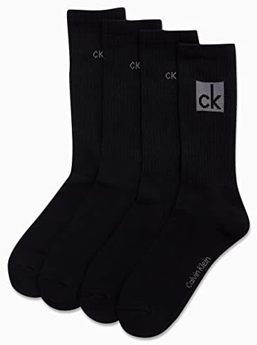 Calvin Klein Mens Crew Socks - 4 Pack Performance Cotton Blend Cushion Comfort Mid-Calf Athletic Socks for Men