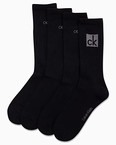Calvin Klein Socks - Cotton Blend Cushioned Mid-Calf Athletic Crew Sock (4 Pack), Size 7-12, Black #TOP2