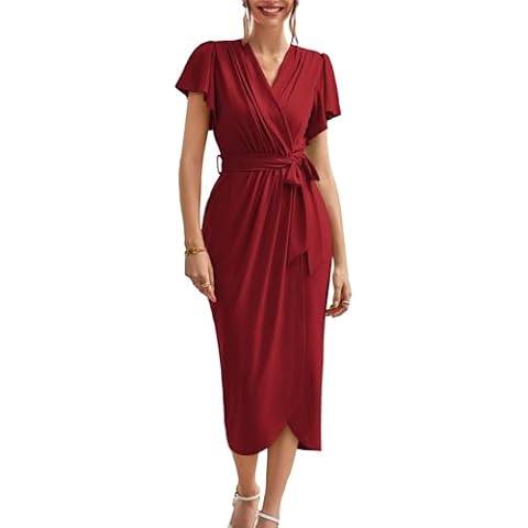 GRACE KARIN Summer Wrap Dress Dark Red Cover
