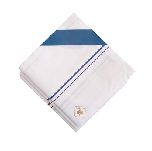 Image of S4S 100% Cotton Premium Handkerchiefs for Men (White Striped 48CM X 48CM)