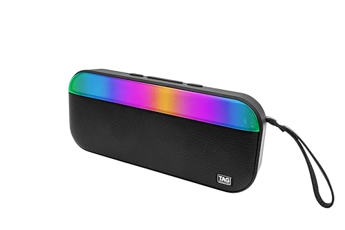 Image of TAG Ray 10W Portable Wireless Bluetooth Speaker with Dynamic Stereo Sound | Customizable RGB LED Lights | TWS Feature | Supports Micro SD Cards, FM, USB | Comes with Inbuilt Mic (Black)