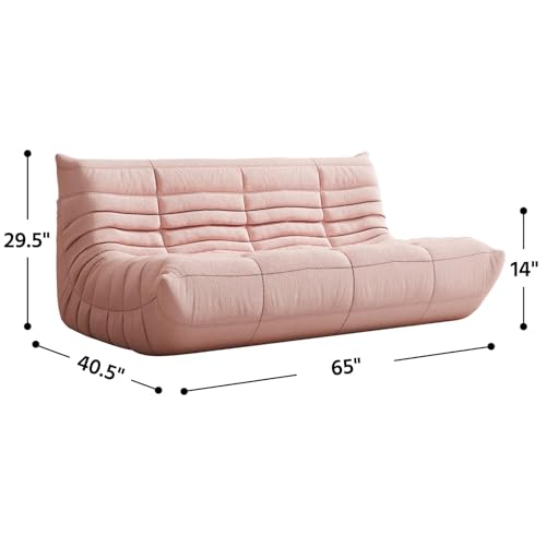 Bean Bag Chair, Fireside Chair, Large Bean Bag Chair for Adults, Bean Bag Chairs for Teens with High-Resilience Foam, Non-Slip Base Floor Lounge Sofa,Living Room (Pink, 3-Seater)