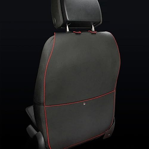 HCMAX 2 Pack Kick Mat Car Seat Back Protector Waterproof Easy to Clean Multifunctional Organizer Storage Bag Travel Accessory PU Leather Black-Red
