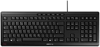 CHERRY STREAM KEYBOARD, British layout, QWERTY keyboard, wired keyboard, Blue Angel, GS approval, SX scissor mechanism, whisper-quiet keystroke, black