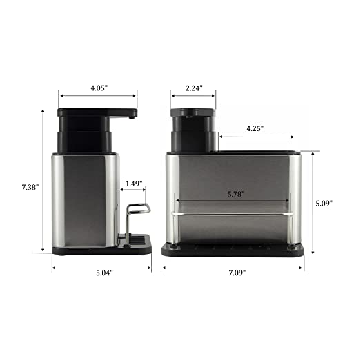 PANMICS Dispensador de sabonete de cozinha 3 em 1 com suporte de esponja e suporte de escova, organi