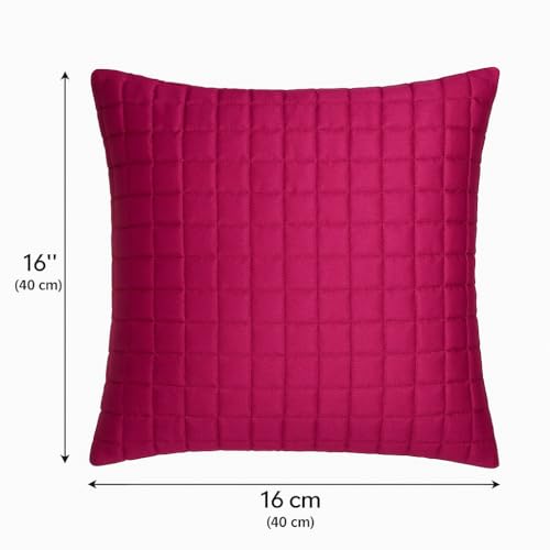 Image of Premium Quilted Cushion Cover 16x16 Inch - Dupion Silk Blend - Soft & Durable Decorative Pillow Cover for Sofa, Bed, Living Room - Set of 5 pc (Purrple)