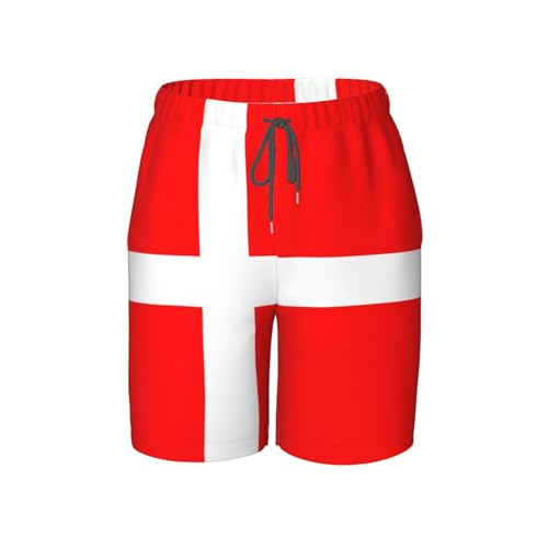 Denmark Danish Flag Youth Beach Pants, Soft and Breathable, with Drawstring Waist, Suitable for Sports and Leisure.