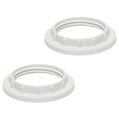 Ascher Lamp Shade Rings, 2Pcs White Socket Ring for Medium Base E26 Sockets, Retaining Rings for Glass Lamp Shades/Light Fixtures