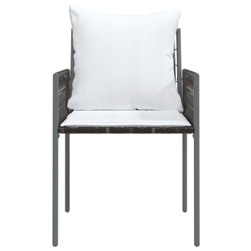 Chaises de jardin résistantes aux intempéries en polyrotin marron lot de 2 - 4