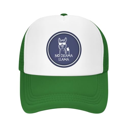 No Drama Llama Funny Trucker Hat Summer Mesh Cap with Adjustable Snapback Strap Unisex Orange