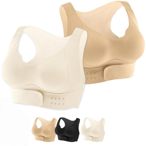 Arisefrom - Brasier de corrección de levantamiento con hebilla frontal, brasier con cierre frontal para mujer, brasier moldeador sin costuras en la espalda cruzada, 2pcs-a, M