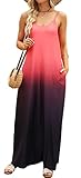 Vestido largo de verano para mujer, rojo y negro