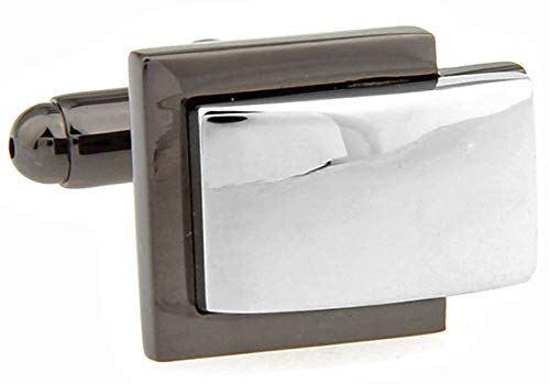 Mancuernillas Daesar Personalizadas Rectangulares Plata Negro miniatura 3