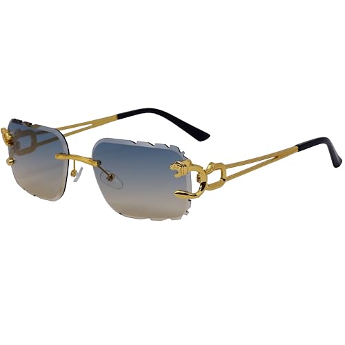 Image of Rimless Diamond Cut Trendy Retro Hip Hop Tint Lens Sun Glasses Frameless Rectangle Sunglasses For Men and Women
