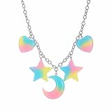 TQHGM Women s Pendants Cute oon Resin Pendant Colorful For Women Chain Fruits lings and Moon Clouds Personalized Locket