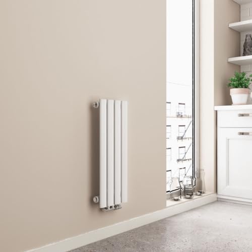 EMKE Radiatore 60x24cm, radiatore verticale a tubo ovale, bianco, singolo strato, radiatore ad acqua calda
