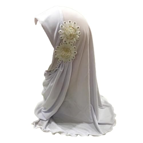 Girl Hijab Flowers Fit 2-7 Years Old Muslim Kids Pull On Islamic Scarf Headscarf