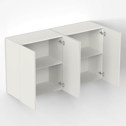 Image of BLUEWUD Opryt Engineered Wood Two Kitchen Cabinet Rack, Wall Mounted Crockery Storage Cabinet Unit for Kitchen Utensils, Jars, Spices, Modular Cupboard for Home & Kitchen DIY (White) (Set of Two)