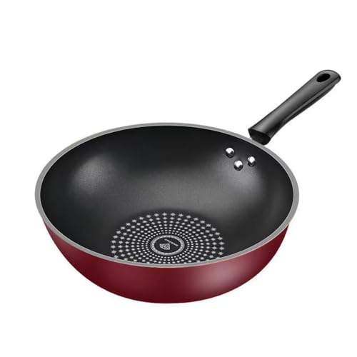 OGXN 深型フライパン 炒め鍋 蓋付き ノンスティック 焦げ付きにくい 5 層コーティング 高熱効率 オール熱源対応 IH ガス火対応 中華料理 オムレツ 多用途使用 洗いやすい 食品衛生素材 (30cm,蓋なし)