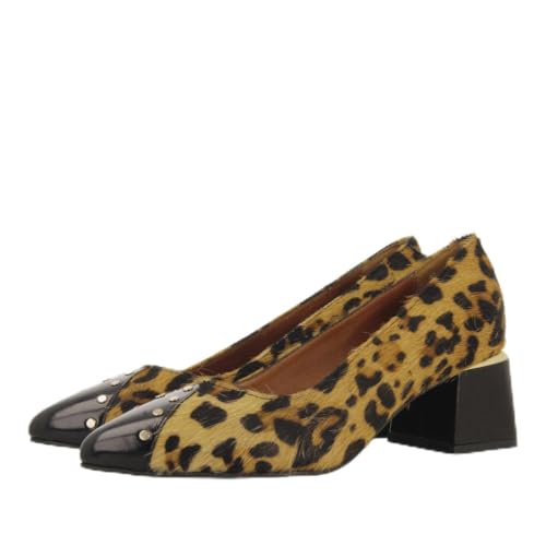 Escarpins à clous Galen cuir imprimé léopard chaussure talon femme rock