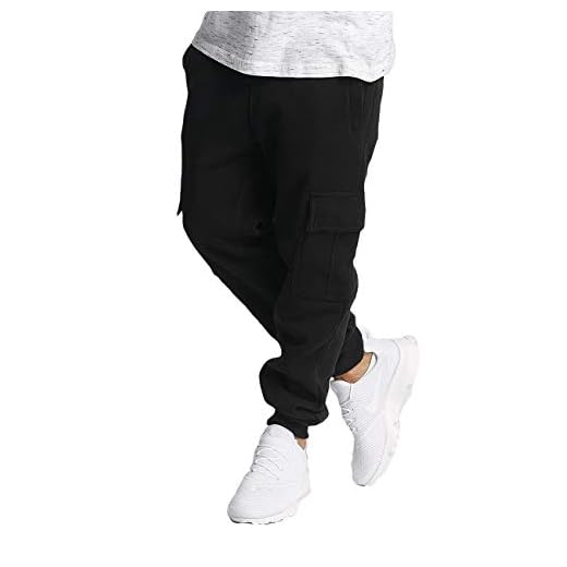 Southpole Men's Basic Active Fleece Cargo Jogger Pants-Regular and Big&Tall, Black, L