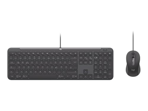 Logitech Signature Slim Wired Combo MK620 for Business, Souris Filaire Optique, Clavier de Taille Standard, USB-C prêt à l’Emploi, Windows/Mac/Chrome/PC/Ordinateurs Portables - Graphite - QWERTZ