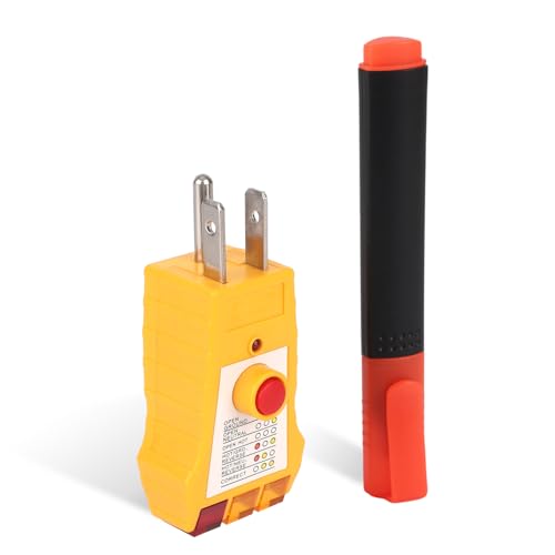 Grounding Tester Kit GFCI Inspection Socket Tester with Conductivity Test Pen Outlet Continuity Testing Tool for Mat Pads Sheets Pillow Cases Blankets Wristband (US Standard Outlet)