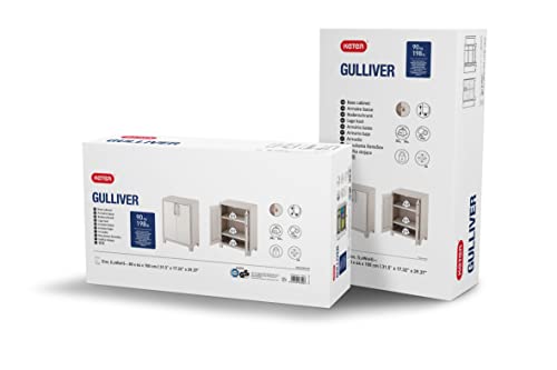 Keter Gulliver Kunststoffschrank niedrig, beige, 80 x 44 x 100 cm, inkl. Einlegeböden, für drinnen und draußen geeignet, UV- und wasserbeständig (IPX3)