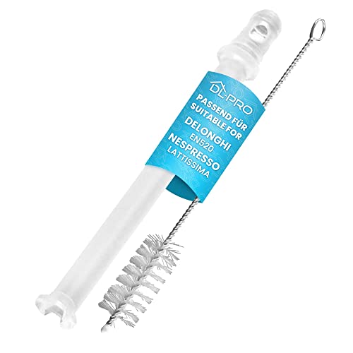 DL-pro Tubo de aspiración de leche 101 mm transparente para cafetera DeLonghi 5313226701 EN520 Nespresso Lattissima cafetera con cepillo de 11 cm