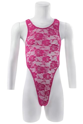 Men's Sexy Rose Lace High Cut Underwear One-Piece Undershirt Muscle Shirt Skinny Bodysuit Clubwear2