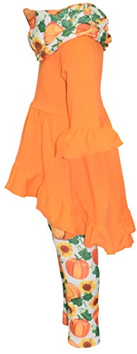 Image of Unique Baby Girls Kids Toddler 3pc Outfit Set Long Sleeve Cotton Blend Tunic Top Leggings and Scarf