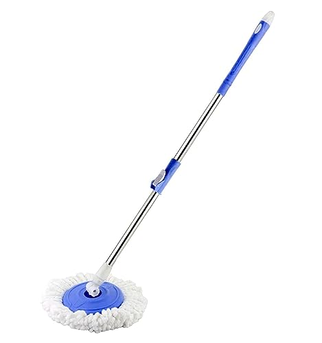 Image of Stainless Steel Microfiber Floor Cleaning Mop with Removable Washable Cleaning Pad and Integrated Water Mechanism,mop for Cleaning Floor (Multicolour) (Spin mop Stick with Microfiber Refill)