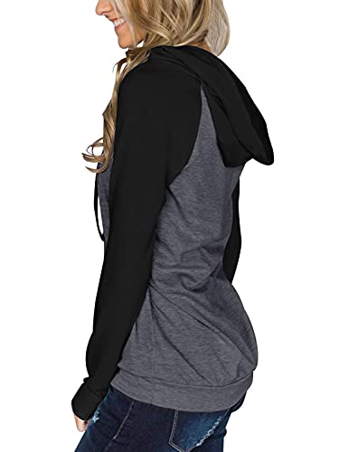 REORIA Felpa Donna con Cappuccio con Tasche con