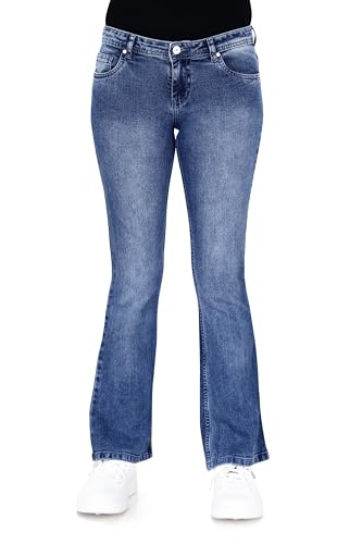 Image of TWGE - Women's Mid Rise Bootcut Jeans - Single Button, Stretchable Denim Pants - Ankle Length - Stylish Casual Wear