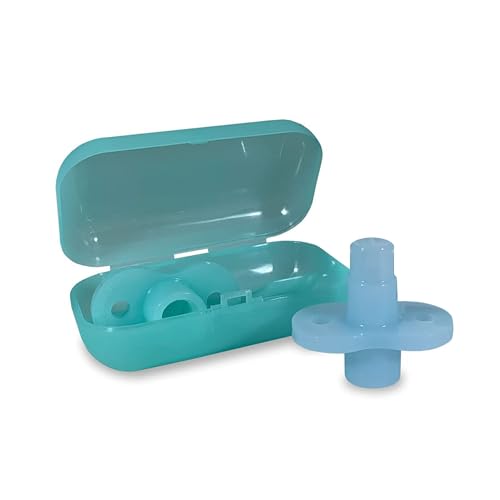 Image of Soft Sip Baby Food Pouch Topper Plus Travel Case - Baby Led Weaning - 100% Silicone, Dishwasher-Friendly and Mess-Free Feeding for Babies 6 Months+, Universal Fit - Aqua Blue, 2 Packs