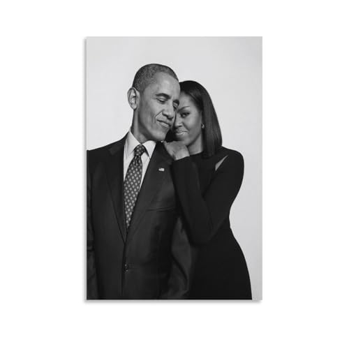 Póster decorativo de Michelle Obama y Barack Obama en blanco y negro, lienzo para pared e impresión artística moderna para decoración de dormitorio familiar, 20 x 30 cm