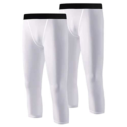 WISREMT Leggings de compresión Juvenil para niños 3/4 Medias Base Layer Sport Running Capris Pantalones para niños para Entrenamiento