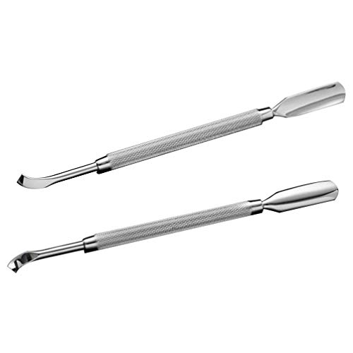 HZWLF Nail Art Tool, 2 Stück Nagelhautschieber und Cutter Robustes seitliches Edelstahl-Nagelhautentfernungslöffel…