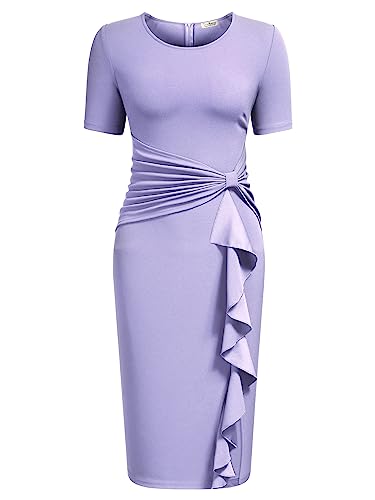 Image of AISIZE Women's 50s Vintage Ruffle Peplum Cocktail Pencil Knee Dress