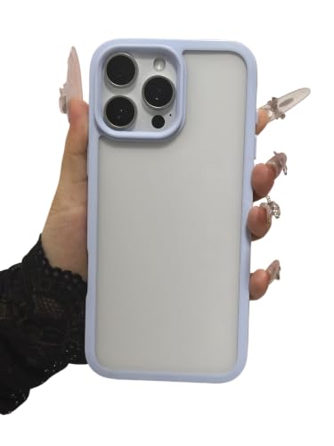 Coque iPhone 15 Pro Max transparente rigide mince avec bumper silicone bleu anti-choc