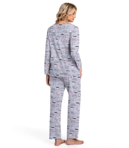 Image of ENJOYNIGHT Womens Pajama Set Cotton Pjs Long Sleeve Sleepwear with Pockets | Two Piece Crew Neck Sleep Set, Elastic Waist Long Pant, Lightweight Loungewear