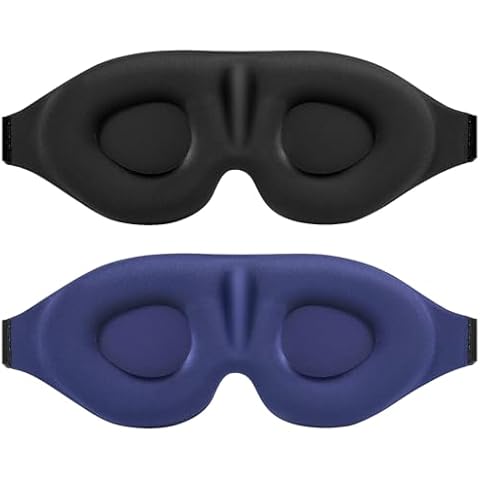 Sleep Eye Mask for Men Women 2 Pack 3D Contoured Cup Sleeping Mask & Blindfold, Concave Molded Night Sleep Mask, Block Out Light, Soft Comfort Eye Shade Cover for Travel Yoga Nap, Blue & Black Cover