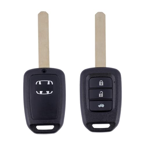 Image of BKN Luxury Metal Soft Car Key Shell with Keychain & Full Protection Key Cover Compatible with Honda City 2014+, I-VTEC, I-Dtec, Amaze, WRV, CRV, Jazz Etc (3 Button Smart Key)