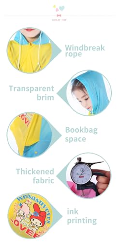 Image of Zacharias Boy's & Girl's Kids PVC Waterproof Long Raincoat with School Bag Cover TH-168 (Yellow & Pink Pack of 1)