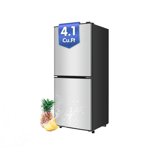rosmena Small Refrigerator with Freezer, 4.1 Cu.Ft. Compact Mini Refrigerator with Freezer on bottom, large mini fridge for Apartment, Dorm, Office, Family, Basement, Garage