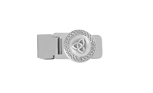 Briomhar Irish Money Clips for Men - Pewter Celtic Design Spring Loaded Stainless Steel