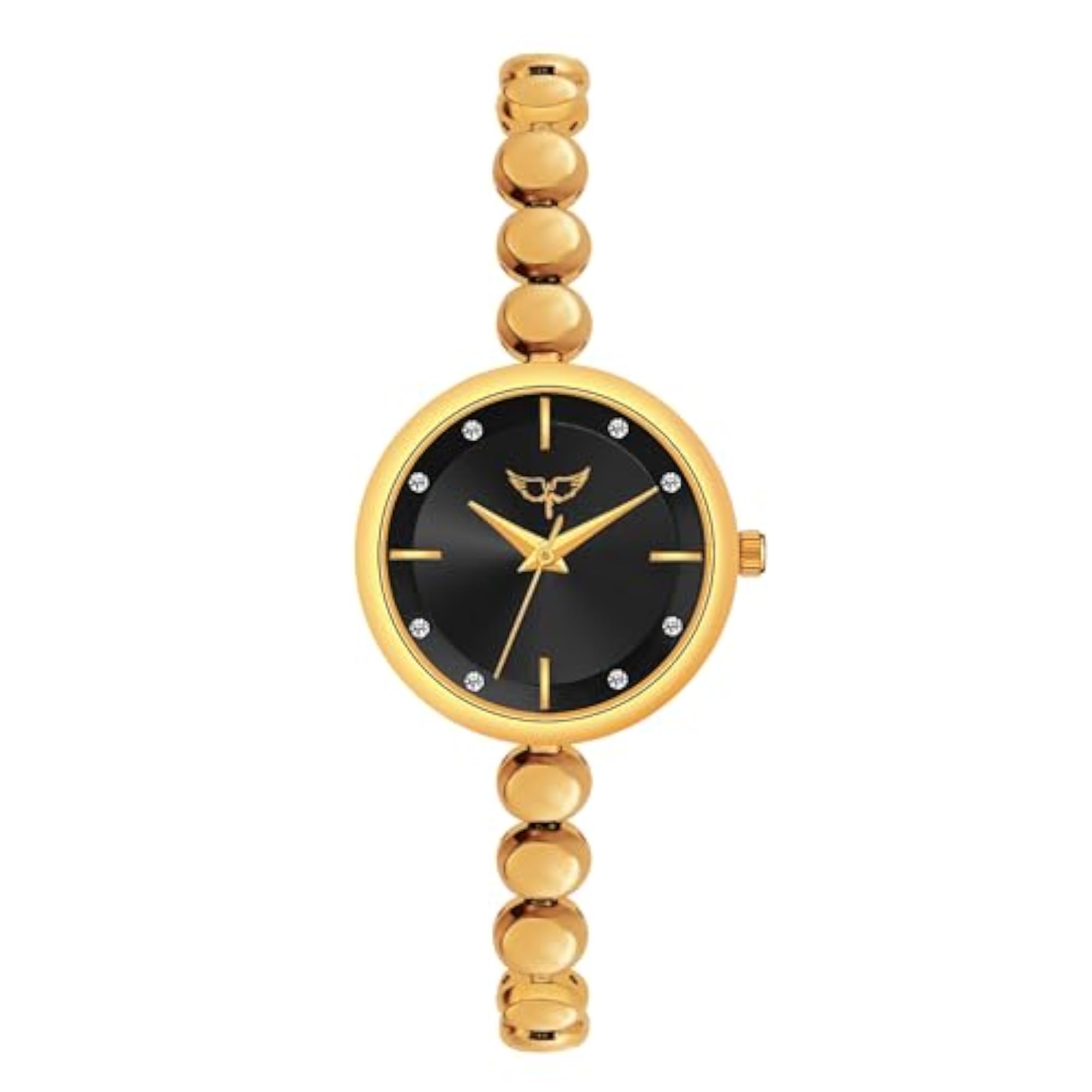 Women's Chic Quartz Brass Analog Multicolor Dial Gold Metal Strap Watch