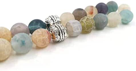 Tasbih Weathered Agate Stone with Turkish Design red Crystal tasssel Muslim misbaha (8mm x 99 Beads)