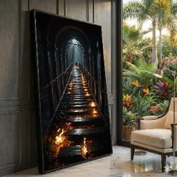 XBTYKPB Lienzo de puente, arte mural de arco oscuro, camino dramático, silueta, cuadros decorativos, pintura para decoración del hogar (70 x 130 cm/marco interior)