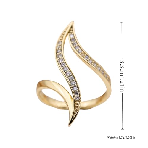 Cubic Zirconia Rings For Women, Trendy Gold Plated Infinity Twisted Wave Design Stackable Statement Engagement Ring Wedding Jewelry Promise Gift2